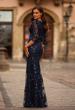Picture of: Three Quarter Sleeve Sequin Lace Mother of the Bride Dress in Navy, Style: 31836, Back Picture