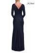 Picture of: Long Sleeve Rhinestone Jersey Gown with Sweetheart Neckline in Navy, Style: 33642, Back Picture