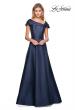 Picture of: Long A-Line Off the Shoulder Gown with Pockets in Navy, Style: 26877, Detail Picture 1