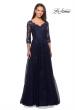 Picture of: Long Lace Gown with Sheer Sleeves and Pockets in Navy, Style: 26959, Detail Picture 1