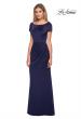 Picture of: Elegant Long Jersey Dress with Short Sleeves in Navy, Style: 27067, Detail Picture 1