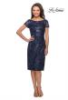Picture of: Knee Length Lace Dress with Short Sleeves in Navy, Style: 27828, Detail Picture 1