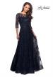 Picture of: A-line Lace Sequin Gown with Sheer Scoop Neckline in Navy, Style: 27942, Detail Picture 1