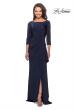 Picture of: Three Quarter Sleeve Jersey Dress with Ruching in Navy, Style: 28197, Detail Picture 1