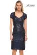 Picture of: Knee Length Sequin Dress with Short Sleeves in Navy, Detail Picture 1
