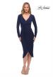 Picture of: Long Sleeve Knee Length Dress with Wrap Style Skirt in Navy, Detail Picture 1