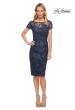 Picture of: Beautiful Short Dress with Illusion Top and Sleeve in Blue, Style: 29982, Detail Picture 1