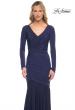 Picture of: Ruched Jersey Evening Gown with Long Sleeves in Blue, Style: 30010, Detail Picture 1