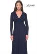 Picture of: Long Sleeve Jersey Evening Dress with Ruching Detail in Navy, Style: 30048, Detail Picture 1