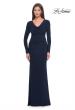 Picture of: Long Jersey Evening Dress with Draped Neckline in Navy, Style: 30813, Detail Picture 1