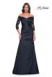 Picture of: Mermaid Satin Dress with Gathering and Off the Shoulder Top in Navy, Style: 30853, Detail Picture 1