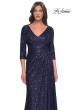 Picture of: Long Sequin Gown with Ruching and Draped Skirt in Navy, Style: 30879, Detail Picture 1