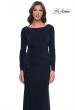 Picture of: Chic Jersey Long Dress with Ruffle Detail Skirt in Navy, Style: 30881, Detail Picture 1