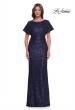 Picture of: Sequin Stretch Evening Dress with High Neckline and Dolman Sleeves in Navy, Style: 30885, Detail Picture 1