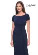 Picture of: Long Jersey Evening Dress with Rhinestone Details in Navy, Style: 31773, Detail Picture 1