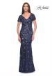 Picture of: Mother of the Bride Dress with Unique Floral Sequin Design in Navy, Style: 31779, Detail Picture 1