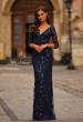 Picture of: Three Quarter Sleeve Sequin Lace Mother of the Bride Dress in Navy, Style: 31836, Detail Picture 1