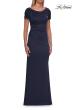 Picture of: Short Sleeve Embellished Shoulder Evening Gown in Navy, Style: 33693, Detail Picture 1