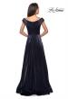 Picture of: Off the Shoulder Satin Gown with Ruching in Navy, Style: 27846, Detail Picture 2