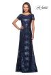 Picture of: Floor Length Short Sleeve Lace Dress in Navy, Style: 27884, Detail Picture 2