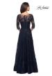 Picture of: A-line Lace Sequin Gown with Sheer Scoop Neckline in Navy, Style: 27942, Detail Picture 2