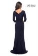 Picture of: Three Quarter Sleeve Jersey Dress with Ruching in Navy, Style: 28197, Detail Picture 2