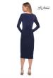 Picture of: Long Sleeve Knee Length Dress with Wrap Style Skirt in Navy, Detail Picture 2