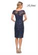 Picture of: Beautiful Short Dress with Illusion Top and Sleeve in Blue, Style: 29982, Detail Picture 2
