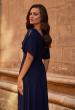 Picture of: Flattering Net Jersey Long Dress with Ruffle Sleeve in Navy, Style: 30009, Detail Picture 2