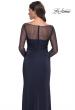 Picture of: Sleek Long Evening Dress with Ruching and Illusion Top in Navy, Style: 30808, Detail Picture 2
