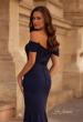 Picture of: Chic Off the Shoulder Gown with Side Pleating in Navy, Style: 30846, Detail Picture 2