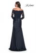 Picture of: Mermaid Satin Dress with Gathering and Off the Shoulder Top in Navy, Style: 30853, Detail Picture 2