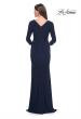 Picture of: Long Jersey Evening Dress with Square Neckline and Sleeves in Navy, Style: 30883, Detail Picture 2