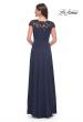 Picture of: A-Line Satin Dress with Stunning Beaded Neckline and Short Sleeves in Navy, Style: 31195, Detail Picture 2