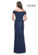Picture of: Off the Shoulder Beaded Lace Evening Gown in Navy, Style: 31679, Detail Picture 2