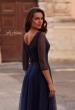 Picture of: Rhinestone Tulle Gown with Full Skirt and Ruched Bodice in Navy, Style: 32460, Detail Picture 2