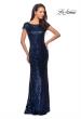Picture of: Fully Sequined Long Dress with Short Sleeves in Navy, Style: 27079, Detail Picture 3