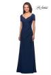 Picture of: Short Sleeve Floor Length Gown with Ruching in Navy, Style: 27855, Detail Picture 3