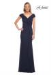 Picture of: Elegant Net Jersey Long Gown with Ruching in Blue, Style: 29996, Detail Picture 3