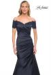 Picture of: Off the Shoulder Satin and Lace Mermaid Pleated Gown in Blue, Style: 30199, Detail Picture 3