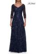 Picture of: Beautiful Lace Mother of the Bride Gown with V Neckline in Navy, Style: 30803, Detail Picture 3