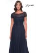 Picture of: Beaded A-Line Dress with Illusion Neckline and Sleeves in Navy, Style: 30852, Detail Picture 3