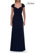 Picture of: Jersey Evening Dress with Cap Sleeves and Ruching in Navy, Style: 30874, Detail Picture 3