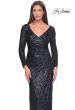 Picture of: Long Sleeve Sequin Evening Dress with Ruching in Navy, Style: 31698, Detail Picture 3