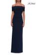 Picture of: Off the Shoulder Lace Trim Evening Gown in Navy, Style: 33329, Detail Picture 3