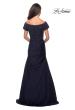 Picture of: Satin Off the Shoulder Dress with Beaded Sleeves, Style: 25996, Detail Picture 4