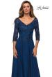 Picture of: Satin Three Quarter Sleeve Dress with V-Neckline in Navy, Style: 28106, Detail Picture 4