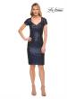 Picture of: Knee Length Sequin Dress with Short Sleeves in Navy, Detail Picture 4