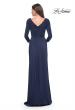 Picture of: Ruched Long Dress with Ruffle Skirt Detail and Sleeves in Navy, Style: 30845, Detail Picture 4