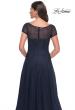 Picture of: Beaded A-Line Dress with Illusion Neckline and Sleeves in Navy, Style: 30852, Detail Picture 4